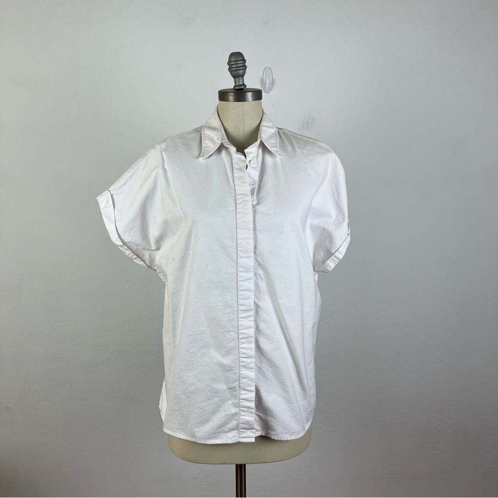 Good American White Boxy Button Down Shirt